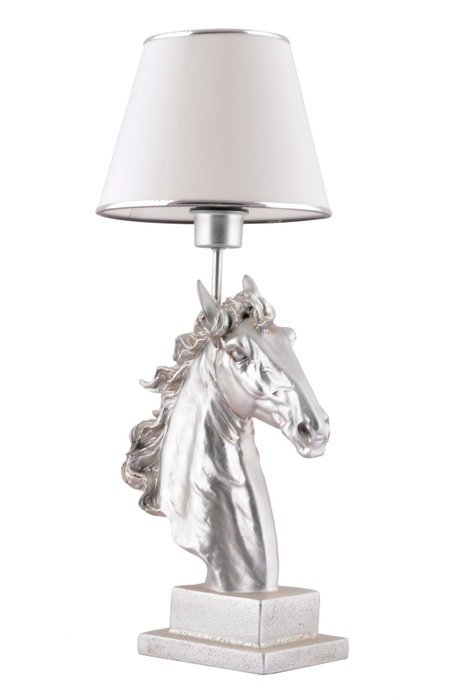 Opviq Lámpara de Mesa Horse Blanco y Plata Opviq Lámpara de Mesa Horse Blanco y Plata